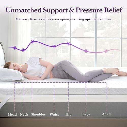 SINWEEK 2 Inch Gel Memory Foam Mattress Topper with Cooling Cover Ventilated Soft Mattress Pad, Bed Topper, CertiPUR-US Certified, Twin XL Size thumbnail 4