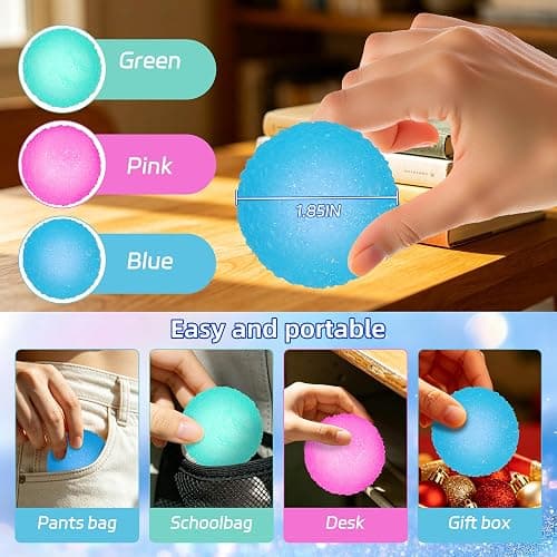3pcs Squishy Textured Stress Balls Silky Fidget Toys for Anxiety Relief | Soft Squeeze Squishies Sensory Party Favors for Kids/Adults Hand Exercises 1.85inch thumbnail 2