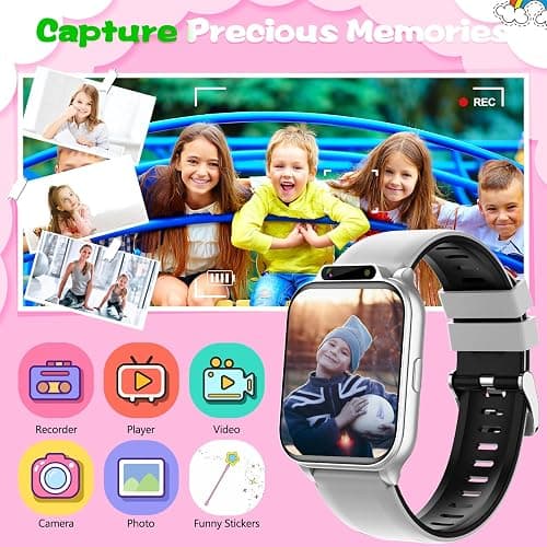 Smart Watch for Kids, 1.85" Fitness Tracker with Heart Rate, Sleep Monitor, IP68 Waterproof Smartwatches with Video Music, Pedometer, Game, NO APP/Phone, Gift for Boys Girls. (Built-in AI, Silver) thumbnail 6