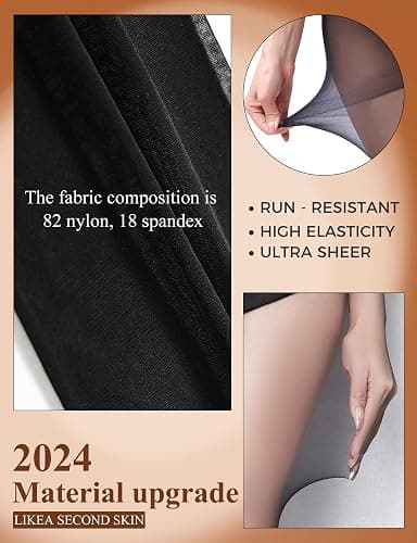 YOGINGO 20D Sheer Black Tights for Women, Breathable Pantyhose for Women, women's stockings with Reinforced Toe thumbnail 4