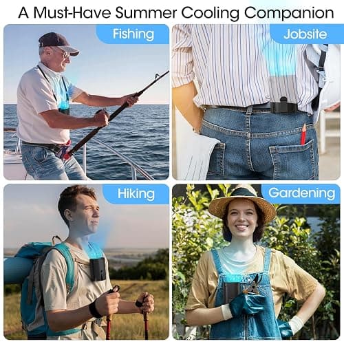 Heelkl 2026 AI Portable Fan Rechargeable, 4-Speed Strong Airflow, Personal Waist Fan with up to 25H of Working Time, Hands-Free Hanging Neck Fan, Wearable Belt Fan for Camping, Outdoor, Jobsite thumbnail 7