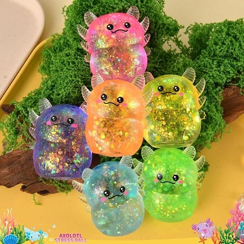 6 Packs Axolotl Squishy Toys, Slow Rising Stress Balls for Kids Adults, Sensory Squeeze Toys for Anxiety Relief Axolotl Party Favors Classroom Prizes Birthday Gifts (6 Colors) thumbnail 6