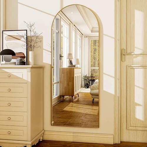 HARRITPURE Arched Full Length Mirror - 21"x56" Full Body Mirror, Extra Large Floor Mirrors Standing Mirror for Bedroom/Living Room/Bathroom,Gold thumbnail 4