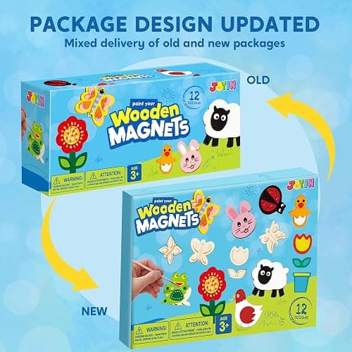 JOYIN 12 Wooden Magnet Creativity Arts & Crafts Painting Kit for Kids, Decorate Your Own Painting Gift for Halloween Crafts, Birthday Parties and Family Crafts, Party Favors for Boys Girls thumbnail 6