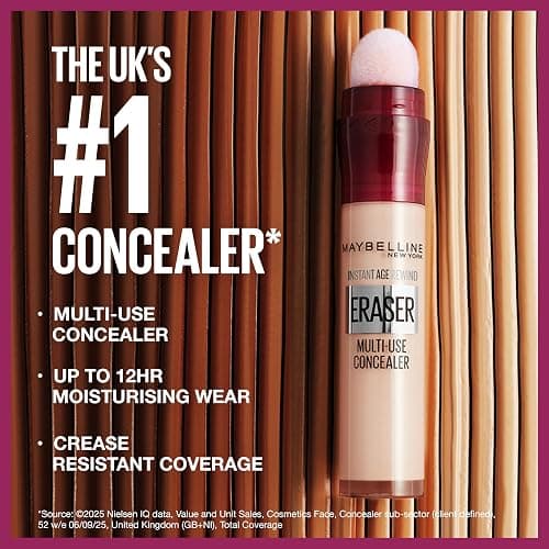 Maybelline Instant Anti-Age Eraser Eye Concealer for Face, Dark Circles, Blemish & Fine Lines Concealer, Full Coverage, Dermatologist Tested, Suitable for Sensitive Skin, Shade: 03 Fair thumbnail 2