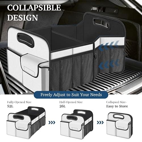 Femuar Car Trunk Organizer, Car Storage Organizer with Large Capacity Waterproof Collapsible Trunk Organizer for Car Suv/Jeep/Sedan (Beige, Standard) thumbnail 5