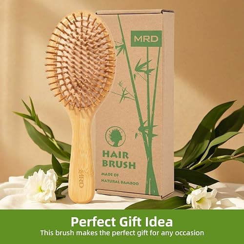 MRD Hair brush, Natural Bamboo Paddle Detangling Hairbrush, Massage Scalp Thick/Thin/Curly/Dry Hair For Women & Men thumbnail 6