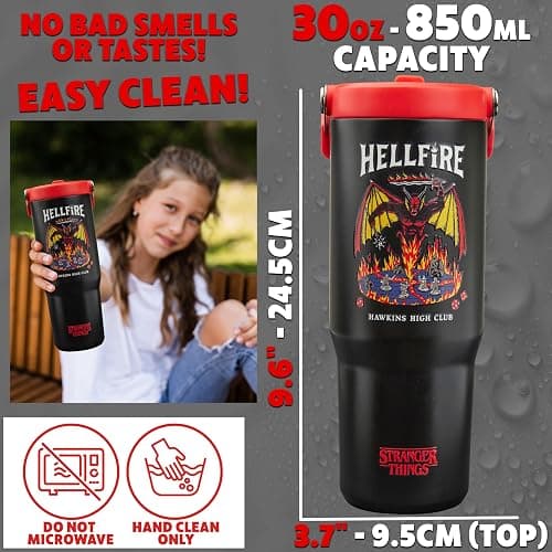 Get Trend Stranger Things Tumbler Stainless Steel with Straw 30oz Kids Teens Insulated Cup with Lid Travel Mug Cups for School Sports Gifts for Kids (Black/Red Stranger Things) thumbnail 2