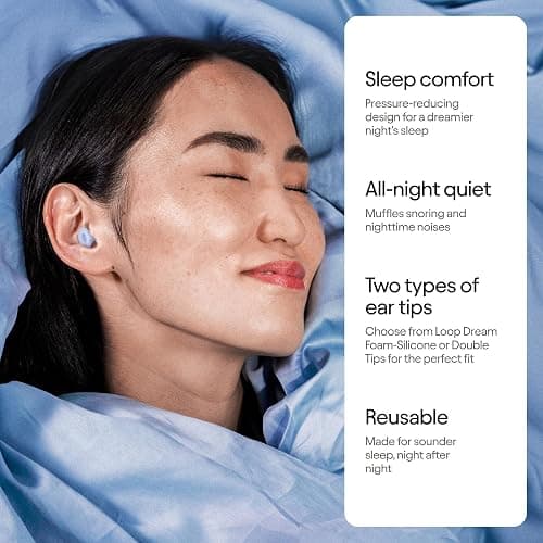 Loop Dream – Silicone/Memory Foam Earplugs for Sleep Comfort | Comfortable Ear Plugs for Muffling Snoring & Sleeping | Customized Fit | 27dB (SNR) Noise Reduction thumbnail 2