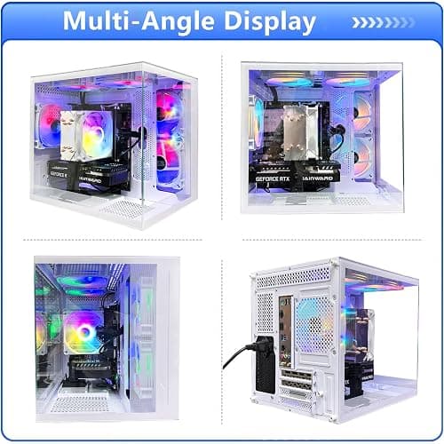 suevery Desktop Computers,32G RAM,1TB NVMe SSD,Core i5-12400F,RTX 3050 6G,Prebuilt Gaming PC,Tower Computer Gamer,Work,VR,4K,Home and Business WiFi 6 White thumbnail 5