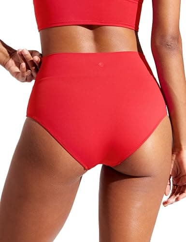 CRZ YOGA High Waisted V Cut Bikini Bottom for Women - Cross Front Bathing Swimsuit Full Coverage Swim Briefs thumbnail 2
