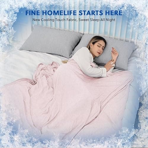 HOMFINE Cooling Blankets for Hot Sleepers - Summer Blanket Thin Lightweight Breathable Soft Double Side Enhanced Cooling for Bed Couch Sofa, Keep Cool for Night Sweats (Pink, 108 x 90 inches) thumbnail 7