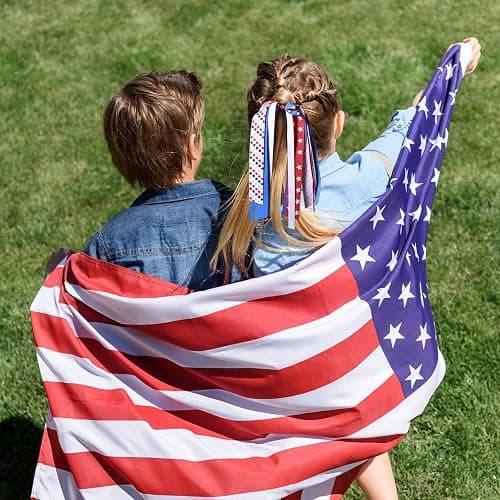 Girls Patriotic Ponytail Hair Ribbon Streamer 4th of July Red White Blue American Flag Pony Holder Elastic Hair Tie Bands Independence Memorial Day outfit Pigtail Decor Accessories thumbnail 3