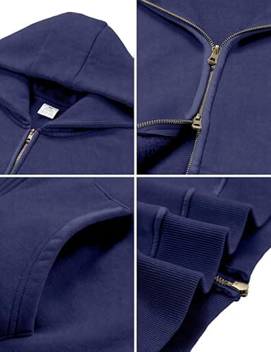 FAIABLE Mens Womens Double Zip Up Hoodie Oversized Acid Wash Hoodie Heavyweight Fleece Cotton Zipper Sweatshirt Vintage thumbnail 6