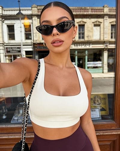 Workout Sets for Women 2 Piece Seamless High-Waisted Leggings & Cross Back Padded Sports Bra for Yoga Pilates thumbnail 5