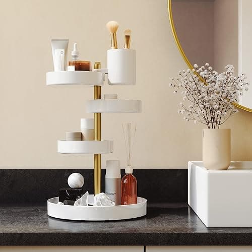 Umbra Pirouette Cosmetic Organizer Whte/Brass thumbnail 2