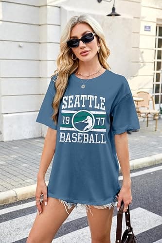 Baseball Shirt Women Oversized Game Day Fan T-Shirt Baseball Season Short Sleeve Tops thumbnail 4