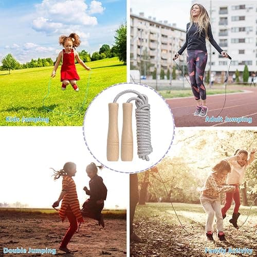 Skipping Rope for Kids, 2.6M Adjustable Children Jump Rope with Wooden Handle, Child Jumping Rope for Girls and Boys thumbnail 7