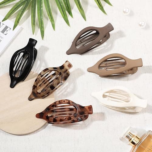 Flat Hair Clips for Women - 6 PCS French Flat Claw Clips Medium Hair Clips for Girls Large Hair Claw Clips for Thick or Thin Hair Strong Hold No Slip Hair Accessories for women (Transparent) thumbnail 2
