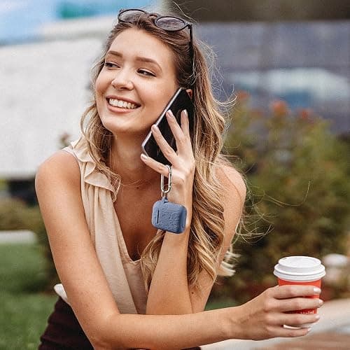 Lerobo Flower Engraved Case for AirPods Case Cover, Stylish Soft Silicone Protector with Keychain, Compatible with Apple AirPods 1st/2nd Generation Charging Case, Front LED Visible, Blue Gray thumbnail 5