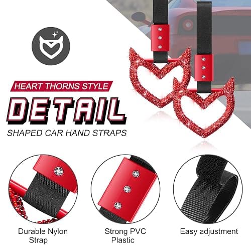 Fabbay Bling Heart Handle Ring Car Accessory for Women - Devil Style, Red thumbnail 3