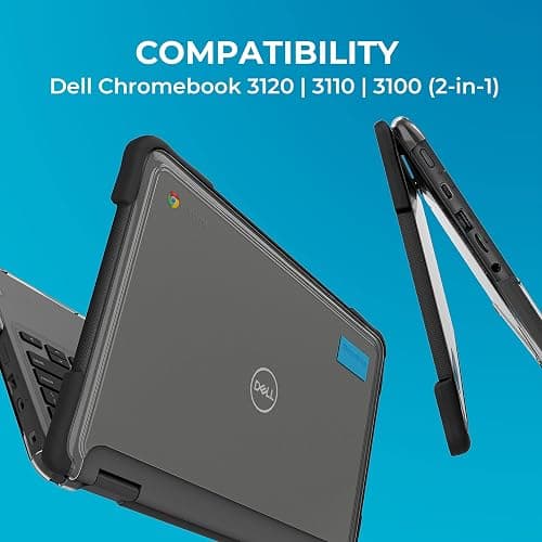 Gumdrop SlimTech Chromebook Case for 11.6 inch Dell Chromebook 3120 | 3110 | 3100 (2-in-1) Protective Sleek Snap On Hard Shell Laptop Cover for Kids Students School Work Office - Black thumbnail 2