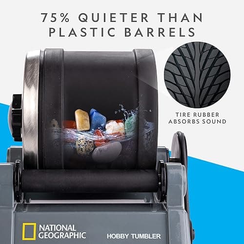 National Geographic Hobby Rock Tumbler Kit – Durable Leak-Proof Rock Polisher with 7-Day Timer, Complete Rock Tumbling Kit with Grit, Jewelry Settings & GemFoam Polish, Educational STEM Science Kit thumbnail 5