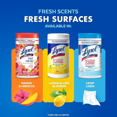 Lysol Disinfectant Wipes, Multi-Surface Antibacterial Cleaning Wipes, For Disinfecting and Cleaning, Lemon and Lime Blossom, 80 Count (Pack of 3) thumbnail 8