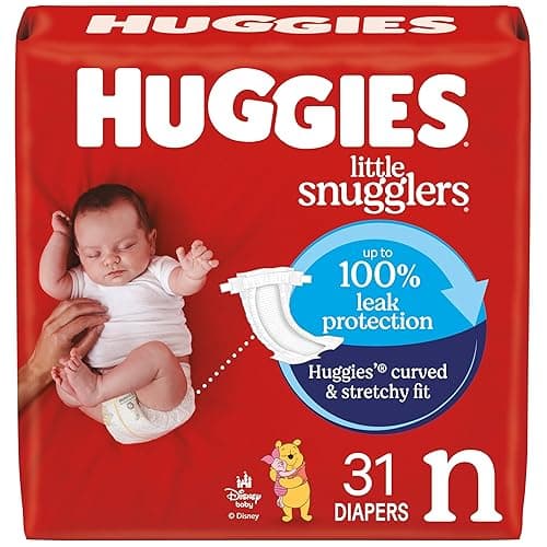Huggies Size Newborn Diapers, Little Snugglers Baby Diapers, Size Newborn (up to 10 lbs), 31 Count, Packaging May Vary - Newborn - 31