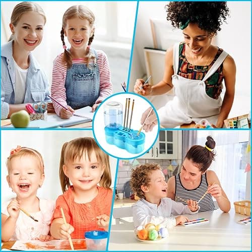 Paint Brush Cleaner for Kids Water Circulation Paint Brush with Drain Paint Water Dispenser with Palette Brush Holder Paint Brush Washer for Acrylic Painting Watercolor Art Supplies(blue) thumbnail 6