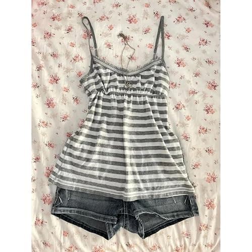 Emo Coquette Cropped Top Grunge 2000s Spaghetti Strap Tops Streetwear Vintage Camisole Y2k Cheetah Tops thumbnail 2