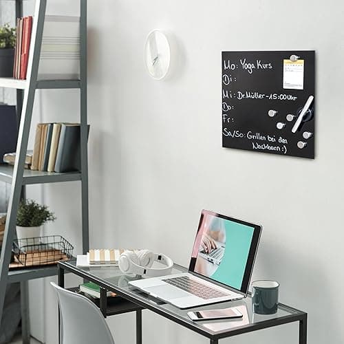 bremermann Magnettafel mit Glasfront, beschreibbar, 6 Magnete, 1 Marker, 1 Marker-Halter, Memo-Board (schwarz) thumbnail 3
