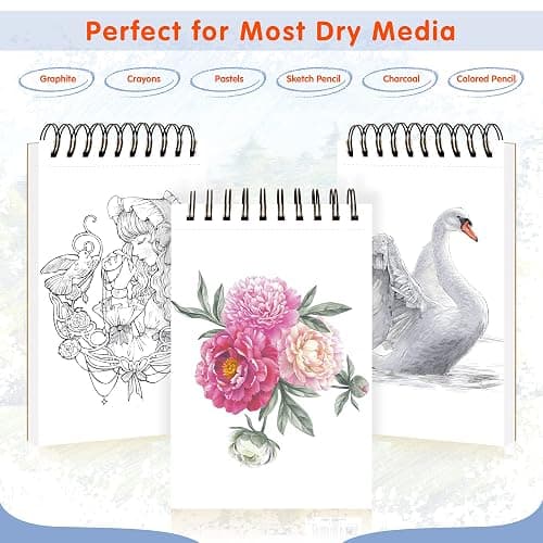 FIXSMITH 5.5"X8.5" Sketch Book | 160 Sheets (68 lb/100gsm) | 2 Pack Sketchbooks | Top Spiral Bound Artist Sketch Pad | Acid Free Drawing Pad | Ideal for Kids,Beginners,Artists &Painters | Bright White thumbnail 3