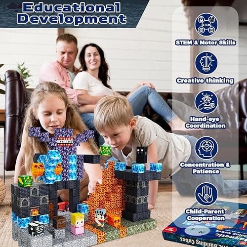 100PCS Magnetic Blocks - Dark Castle Set Magnetic Building Blocks, Stacking Magnets for Kids, Strong Magnets, Sensory Toy for STEM Learning Toys for Kids 3+ Boys and Girls Christmas Birthday Gifts thumbnail 6