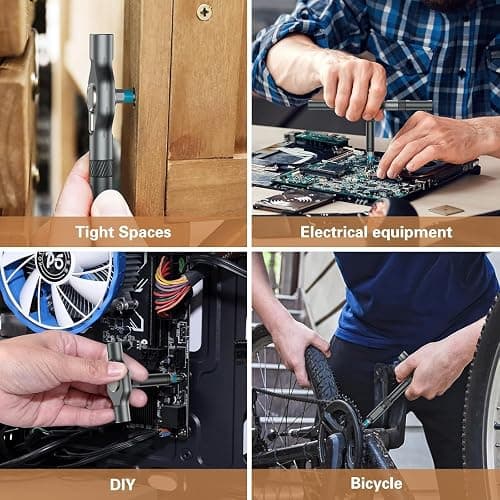 24-in-1 Small and Durable Allen&PH/Torx/Slotted Magnetic Screwdriver Set｜Compact and Solid T-Handle Set, Detachable Multi-Bit Ratchet Driver for Electronics, Allen Wrench, Phone Repair&Furniture thumbnail 6
