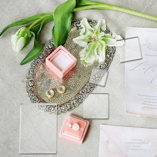 Amyhill 6 Pcs Acrylic Blocks Wedding Flat Lay Props Acrylic Styling Photography Clear Stamp Display Block Set Props Wedding for Scrapbooking Crafts(Square) thumbnail 6