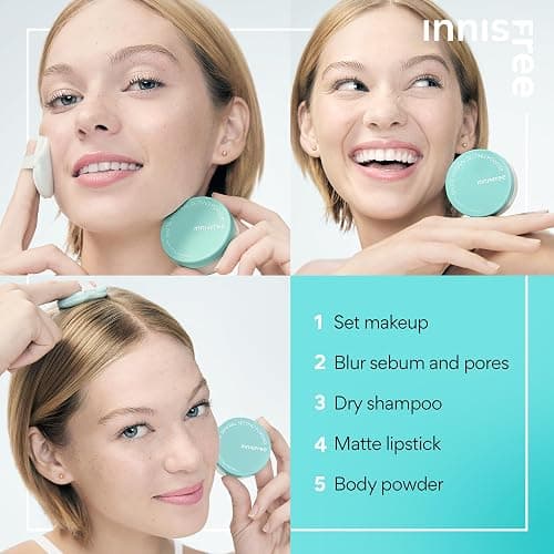 innisfree No-Sebum Matte Mineral Setting Powder, Korean Makeup, Blurring Loose Powder, Fragrance Free, Translucent thumbnail 5