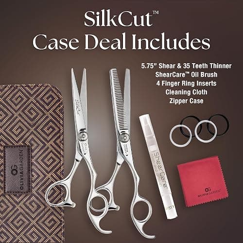 Olivia Garden SilkCut Professional Shear & Thinner Case - Razor Sharp Blade, Ergonomic Handle thumbnail 2