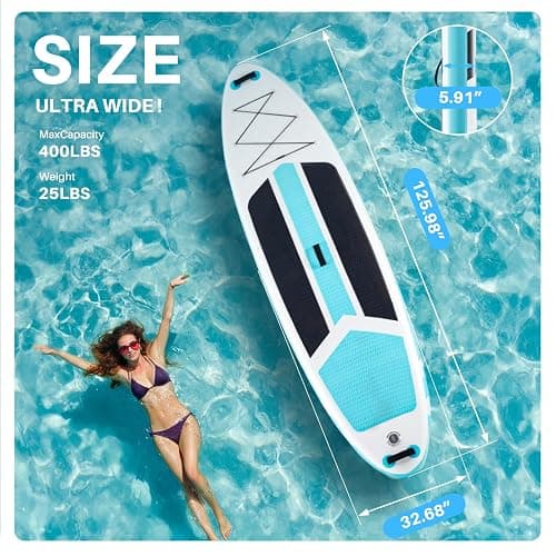 Extra Wide Inflatable Paddle Board,2-in-1 Adjustable Paddle Board for Adults,400lb Capacity Stand Up Stable Inflatable SUP, All Skill Levels,3 Detachable Fins,1 Backpack,Pump & Repair Kit thumbnail 2