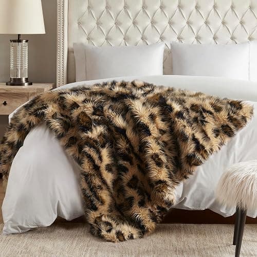 Hyde Lane Faux Fur Throw Blanket, Luxury Fluffy Leopard Blankets for Home Couch Sofa, Fuzzy Plush Animal Coat Color Throws for Decoration, Gift for Women, 50x60 thumbnail 4