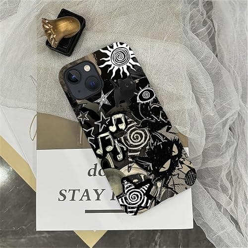 Bvkilrvc for iPhone 13 14 Case, Grunge Black Cat Pattern Print Matte Phone Case Funny Liquid Silicone Case Impact Resistant Anti-Scratch Shockproof Protective Cover thumbnail 6