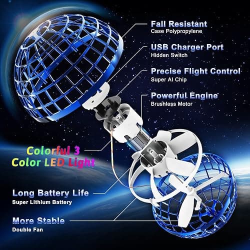 semai Flying Orb Ball Toy 2026, 2 Pack Magic Cosmic Globe UFO Boomerang Hover Ball Fidget Spinner Mini Drone for Kids Age 6-8-13, Cool Toys Gift for 6 7 8 9 10+ Year Old Boys Girls Teens Outdoor Toys thumbnail 2