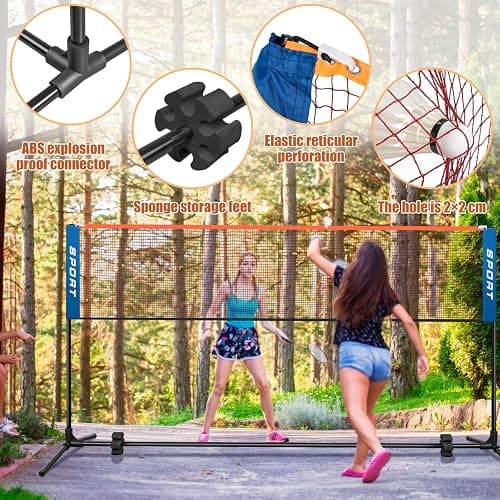 AKOZLIN Portable Badminton Net Set Height Adjustable Badminton Pickleball Net with Poles & Carry Bag for Badminton,Volleyball,Tennis, Pickleball,Soccer Tennis - Easy Setup thumbnail 5