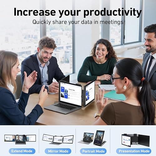 Pornitor Laptop Screen Extender, 14’’ FHD 1080P Triple Portable Monitor for Laptop with Ultra-Slim IPS Display, USB-C Plug and Play Multi Screen Attachment for 14"-16.5" Laptops thumbnail 2