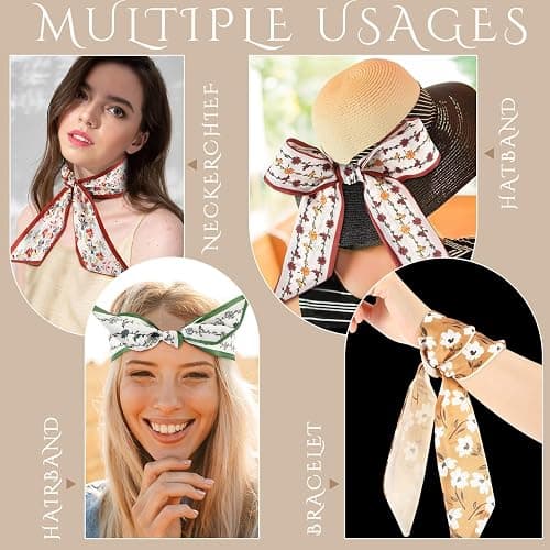 Shyyween Bulk Purse Scarf Headband for Women Hair Purse Scarf Handbag Neck Ribbon for Christmas Women Headband Gift thumbnail 5