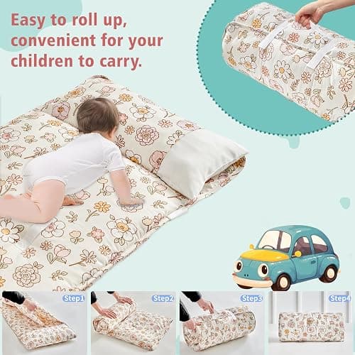 Toddler Nap Mat with Removable Pillow,Ultra Soft Slumber Bags for Girls,Kids Sleeping Bags with Roll Up Design, Perfect for Preschool,Daycare,Kindergarten thumbnail 4