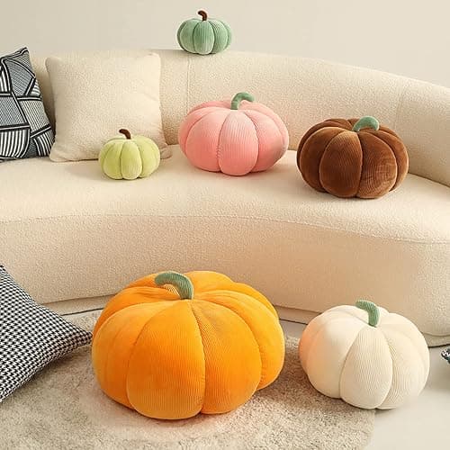 LTGB Pumpkin Throw Pillow, Halloween Stuffed Pumpkin Fluffy Plush Toys Soft Pumpkin Throw Pillow Gifts for Home Decoration Party Favors(Pink - 18 cm) thumbnail 7