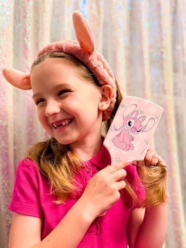 LUV HER Kids Disney Hair Brush & Spa Headband Set for Girls - Features Angel from Lilo and Stitch - Fun Grooming Kit for Detangling Styling - Soft & Stretchy One Size, Ages 3+ thumbnail 2