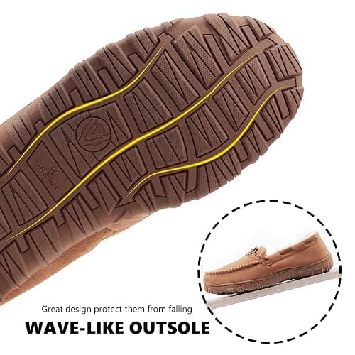 VLLy Mens Moccasin Slippers with Memory Foam Arch Support, Non Slip Rubber Sole House Shoes for Men Machine Washable Warm Fleece Lined Indoor Outdoor Home Shoes thumbnail 6