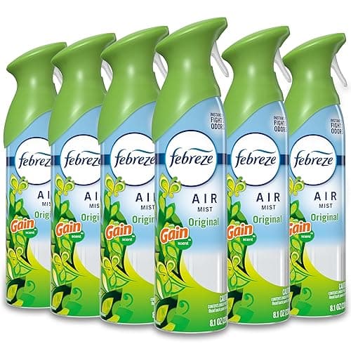 Febreze Air Mist, Air Freshener Spray, Odor Fighting Room Spray, Deodorizer for Home Bathroom Kitchen Office Apartment Dorm Room Classroom, Gain Original Scent, 8.1oz (Pack of 6) - Image 1